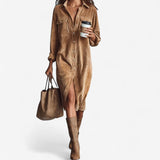 Anastacia | Robe Midi en Velours Denim