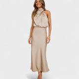 Laura | Robe de soirée longue en satin