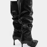 Chaussures en cuir synthétique avec plis et bout pointu