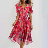 DIMARA Midi Robe | Manches Évasées | Tissu Léger | Style Bohème d'Été