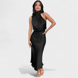 Laura | Robe de soirée longue en satin