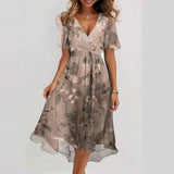 DIMARA Midi Robe | Manches Évasées | Tissu Léger | Style Bohème d'Été