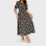 Amelia – Robe à Encolure Ronde et Motif Floral