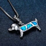 Collier en opale bleue pour teckel