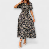 Amelia – Robe à Encolure Ronde et Motif Floral