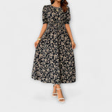 Amelia – Robe à Encolure Ronde et Motif Floral