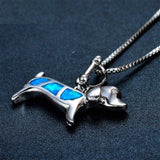 Collier en opale bleue pour teckel