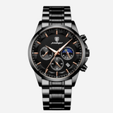 Montre de sport pour homme de première qualité avec mécanisme à quartz, chronographe et bracelet en cuir