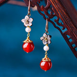 Aušra | Boucles d'oreilles en agate rouge