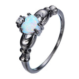 Bague cœur en opale